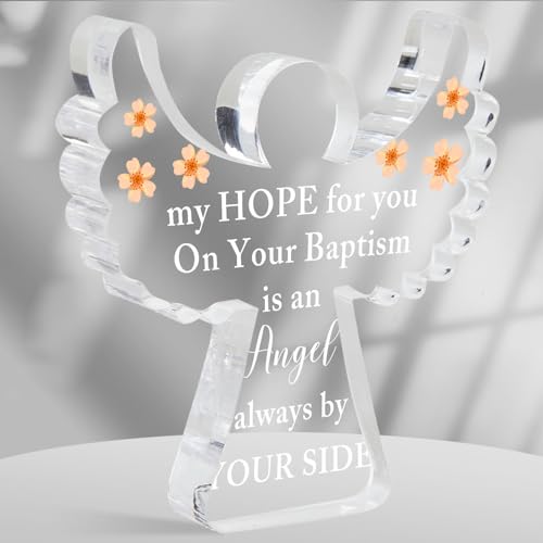 Baby Christening Gifts, Baptism Gifts, First Communion Easter Confirmation Gifts, Angel Acrylic Decor Sign, Baby Blessings Baptism Gifts for Home Living Room Desk Centerpiece Decor - style: 048