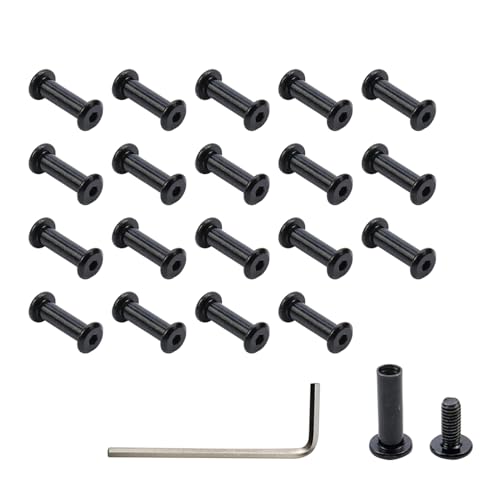 Oedema 20Sets M4×10mm Socket Cap Screws, Stainless Steel Binding Screws | Black Barrel Nuts and Bolts, with Allen Wrench, for Furniture Bed Decorative Bags Cabinet Table Binding Bolts - size: M4×10mm, 5×16mm