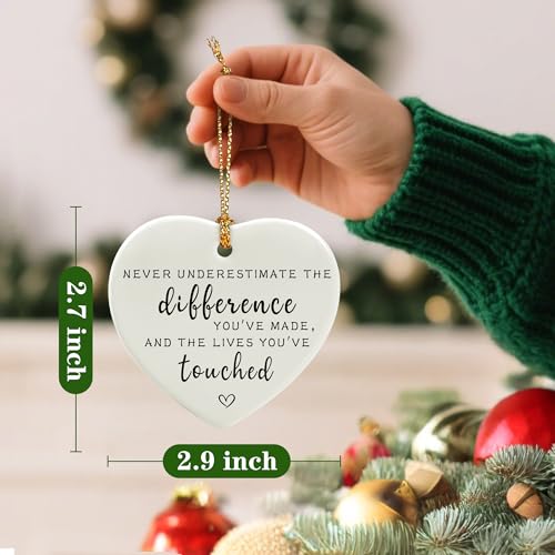 Never Underestimate the Difference You’ve Made, and the Lives You’ve Touched - Appreciation, Farewell, Going Away, Goodbye, Leaving & Retirement Gifts for Coworker, Employee | Heart Christmas Ornament - color: Never Underestimate You