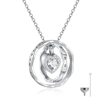 Sterling Silver Cremation Jewelry for Ashes Pendant Eternity Urn Necklace Keepsake Memorial Gifts You Are Always In My Heart I Love You Forever - color: White, style: White Heart