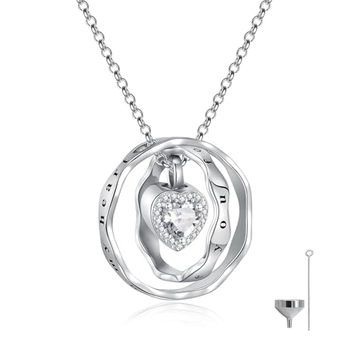 Sterling Silver Cremation Jewelry for Ashes Pendant Eternity Urn Necklace Keepsake Memorial Gifts You Are Always In My Heart I Love You Forever - color: White, style: White Heart