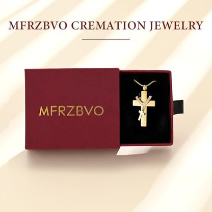 Cross Cremation Jewelry Urn Necklace for Human Ashes for Women Men With Me Always Memorial Ashes Keepsake Pendant - color: Gold