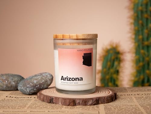 Arizona Gifts, Arizona Souvenirs & Gifts, Home Sick Jasmine Scented Candle, Natural Soy Wax & Natural Essential Oils - color: Arizona