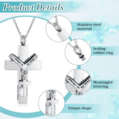 Jexine 10 Pcs Urn Necklace Cremation Jewelry for Men - color: Black, White