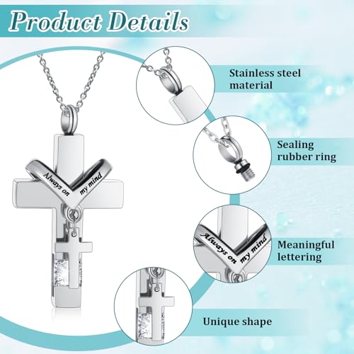 Jexine 10 Pcs Urn Necklace Cremation Jewelry for Men - color: Black, White