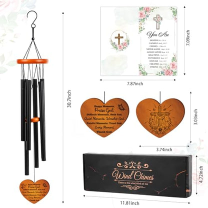 Christian Gifts for Women, 25.5" Wind Chimes with Bible Verses, Religious Inspirational Gifts for Women Mom Sister Friend, Spiritual Faith Based Gift for Birthday Baptism - color: Christian/Black