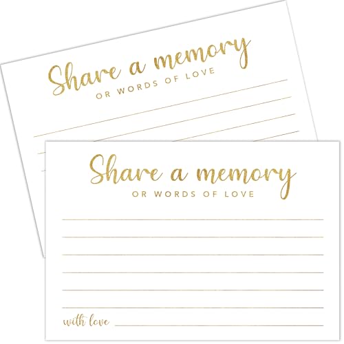 Share a Memory Cards for Celebration of Life, Graduation, Retirement, Birthdays, Guest Book Ideas, Funeral Sign In Book For Memorial Service, 4x6 Inches Set of 50 Pcs(Gold) -A10 - color: Gold