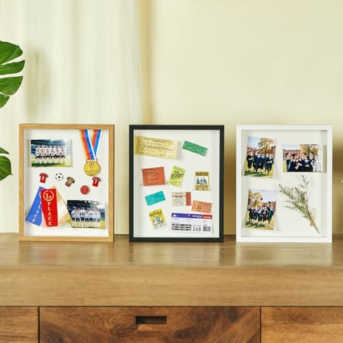 11x14 Shadow Box Frame with Shatterproof Clear Glass & Push Pins - color: Black+foam Back+foam Packaging, size: 11x14