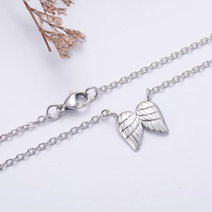 Ralukiia Angel Wings Necklace Gift from Heaven, Memorial Gifts for Loss of Loved One, Mourning Jewelry, Thinking of You Gift, Letter from Heaven Sympathy Condolence - style: silver