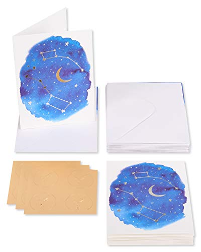 Papyrus Blank Cards with Envelopes, Constellation (14-Count) - color: White, Blue