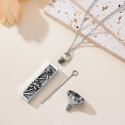 Rose & Daisy Urn Necklace - Sterling Silver Cremation Keepsake Memorial Jewelry - style: Lotus Urn Necklace