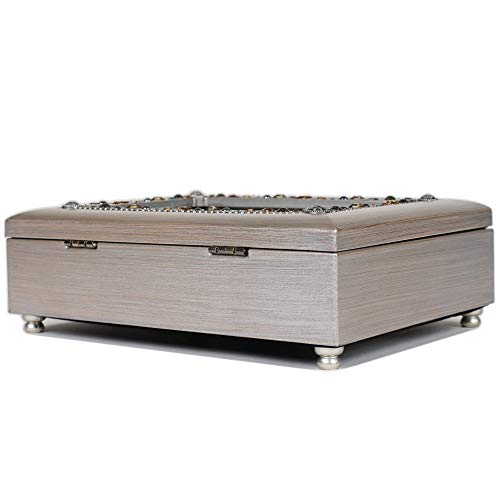 Cottage Garden Granddaughter You Put a Smile Brushed Pewter Jewelry Music Box Plays You Light Up My Life