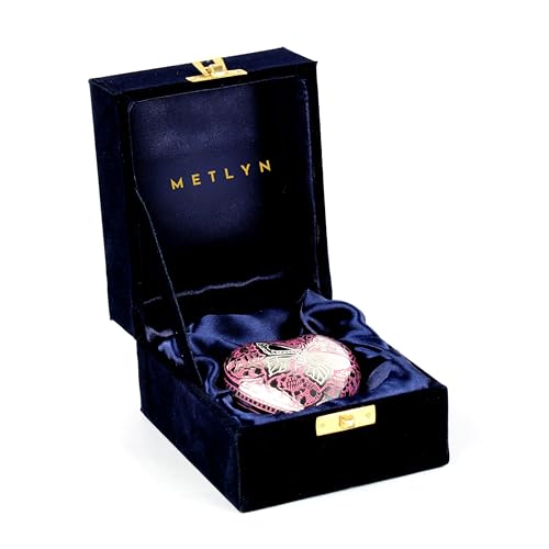 Heart Shaped Brass Small Urn for Human Ashes Keepsake with Engraved Butterfly – Mini Cremation Urn with Velvet Box & Brass Stand – Memorial Keepsake for Ashes of Adult Male, Female and Infant (Pink) - color: Pink