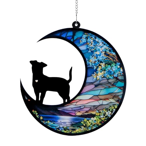 DeerZone Dog Memorial Suncatcher,Pet Sympathy Gifts for Loss of Dog,DIY Ornament | Acrylic Resin,Window Hanging, Sympathy Card Included,Personalized Dog Pass Away Gifts with Name Date for Pet Lovers - color: Dog-Night