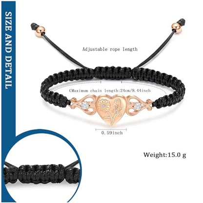 constantlife Double Heart Cremation Bracelet for Ashes for Women Stainless Steel Pendant Urn Memorial Jewelry Loved Ones Human Pet Funeral Keepsake Gift - color: Sunflower-Rose Gold