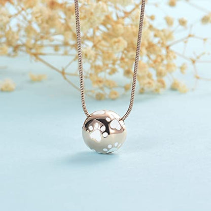 Paw Print Urn Cremation Necklace for Ashes Dog Cat Pet Paw Print Animal Keepsake Memorial Charm Pendant Necklace for Men Women - color: Rose gold
