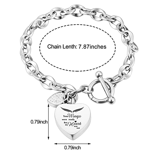 XIUDA Urn Bracelet for Ashes Cremation Bracelet Ashes Bracelet Heart Locket Holder Bangle Link Chain Women Men - color: silver