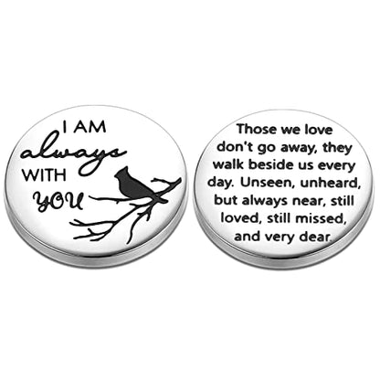 Cardinal Pocket Hug Token I am Always with You Memorial Gifts for Women Men Funeral Memory Presents Remembrance Sympathy Gifts Memorial Jewelry for Loss with Card and Box