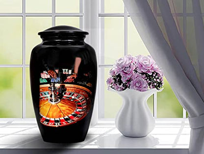 hlc URNS – Gambling Casino Urn Cremation Large Urn for Human Ashes - Adult Funeral Urn Handcrafted - Affordable Urn for Ashes (Adult (200 lbs) – 10.5 x 6 “,Gambling Casino Urn)