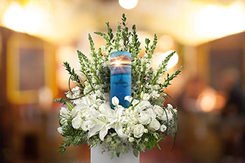 Commemorative Cremation Urns Dolphin Divinity Scattering Urn - Biodegradable, Paper, Blue, Dolphin Pattern - Cremation Urns - Adult Ashes - 100 cubic inches - color: Divine Dolphins, size: Medium 10"x4"