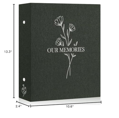 Lanpn Photo Album 4x6 400 Pockets, Linen OUR MEMORIES Hardcover Photo Book Photobook Holds 400 Vertical Pictures Only Green - color: Green, size: 400 Photos