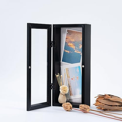Muzilife 12.5x5 Shadow Box Wood Picture Frame, 2.16 Deep, Real Glass, Black - color: Black, size: 12.5x5