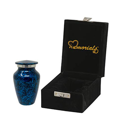 Memorials4u Forest Blue Keepsake Cremation Urn - (1 Mini Keepsake with Velvet Box) - size: 1 Mini Keepsake