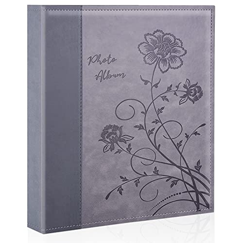 Photo Album 8x10 Clear Pages Pockets Leathe Cover Slip Slide in Photo Album Holds 50 Vertical 8x10 Photos Picture Book for Wedding Family (Grey) - color: Grey, size: 50 Pockets/1PK