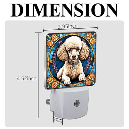 Poodle Stained Glass Night Lights Plug into Wall for Room, Poodle Night Light LED for Bedroom - color: Poodle