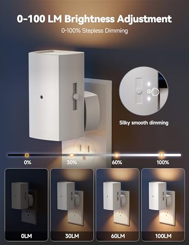 Brightown 2 Pack Black Night Lights with Rotating Plug, Soft White - color: Warm White, size: 2 PACK White