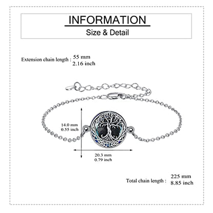 ONEFINITY Sunflower/Tree of Life Urn Bracelet for Ashes 925 Sterling Silver Sunflower/Tree of Life Cremation Keepsake Pendant Locket Bracelet for Women Mom - style: Crystal Tree of Life Urn Bracelet