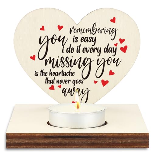 Heart Shaped Wooden Tealight Candle Holder, Memorial & Sympathy Gift with Cardinal, Angel Wings & Sentimental Quotes Rustic Wooden Remembrance Decor for Deceased Relatives SLZ8 - color: True Friends