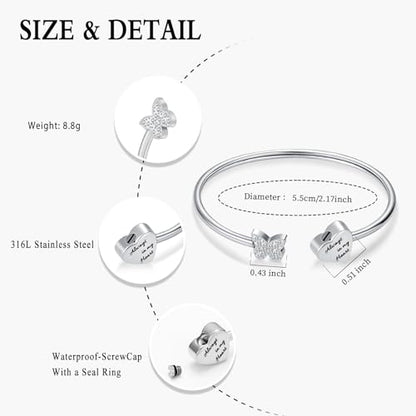 Oinsi CREMATION JEWELRY Stainless Steel Ashes Keepsake Cuff Bangle Opening Bracelet for Women and Men - Double Urn to Hold Ashes - color: B-Always in My Heart