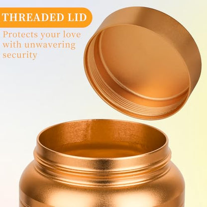 Small Urns for Human Ashes Cremational Keepsake, 2.2 Inches High, Gold | Solid aluminum, Mini Pocket Size, Comes with velvet bag - color: 1 Pack Gold