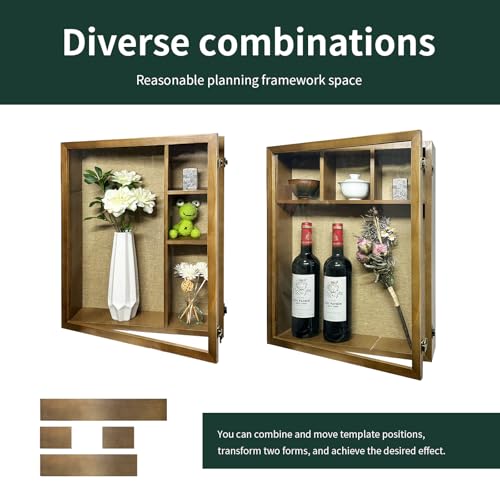 16x20 Shadow Box Frame with Polished Plexiglass, Deep Shadow Box Frame with Hinged Door,Hinged Door, with 4/3" Usable Depth,100% Solid Wood - color: Brown
