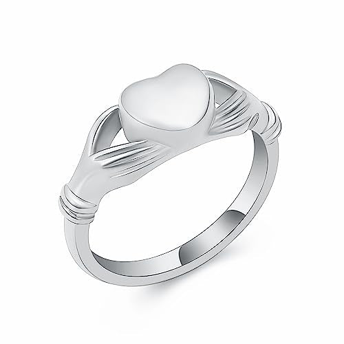 Minicremation Cremation Urn Ring for Ashes for Women Stainless Steel Heart Finger Ring Waterproof Memorial Keepsake Cremation Ring Holds Loved Ones Ashes - color: Silver, size: 8#