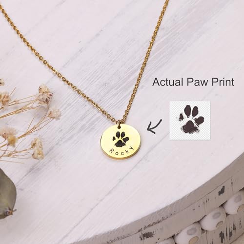 Dog Paw Print Necklace for Women, Custom Cat, Pet Memorial Jewelry Gift - style: Four Pendants