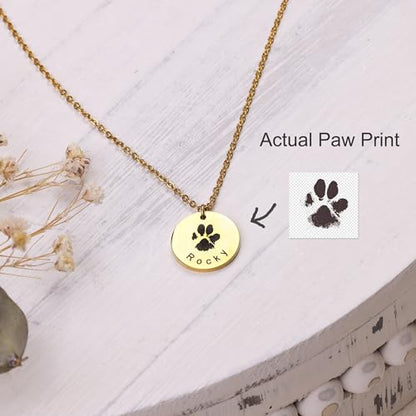 Dog Paw Print Necklace for Women, Custom Cat, Pet Memorial Jewelry Gift - style: Four Pendants