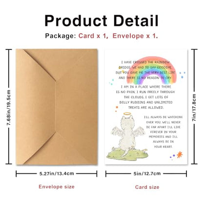 PTRUKD, Lost Pet Dog Sympathy Card, Rainbow Bridge Condolence Cards, Dog Bereavement Cards, Universal Condolence Card for Pet Loss, Funeral, Recovery, Thank You - color: PLOS-KM-138
