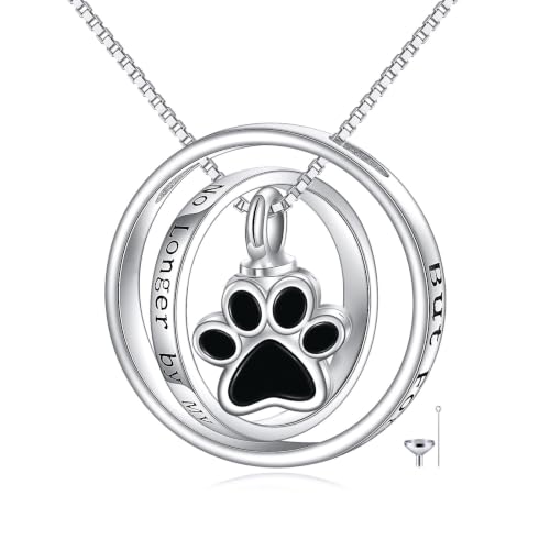 ONEFINITY Urn Necklace for Ashes 18k White Gold Plated Sunflower/Paw Print/Opal Urn Locket Necklace Cremation Jewelry Memorial Keepsake Jewelry Gifts for Women - style: Paw Print
