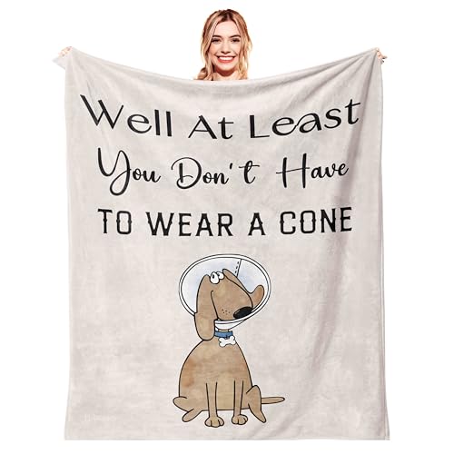 Get Well Gifts for Women/Men After Surgery White Blanket 50"x60" | Feel Better/Get Well Soon Gifts for Women, Surgery Recovery Gift for Men, at Least You Dont Have to Wear A Cone - color: Get Well Gifts-white, size: 50"X60"