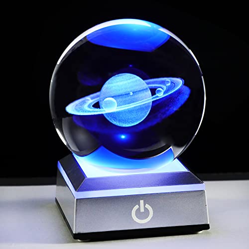 3D Saturn Crystal Ball, Astronomy Physics Science Gifts Planet Lamp, 3.15'' - color: Saturn