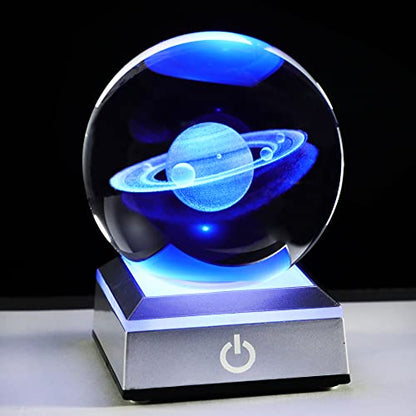 3D Saturn Crystal Ball, Astronomy Physics Science Gifts Planet Lamp, 3.15'' - color: Saturn
