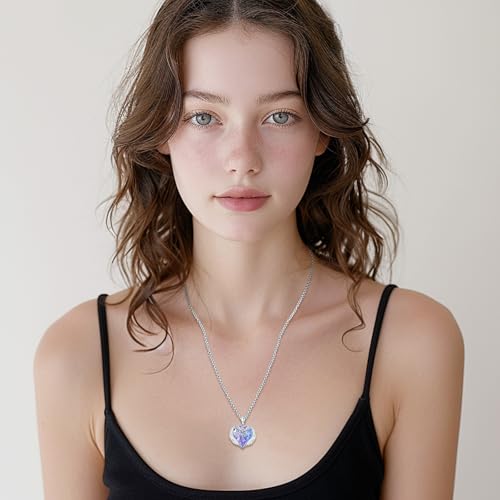 Angel Wings Necklace 925 Sterling Silver Guardian Angel Nurse RN Caduceus Pendant Charm Crystal Angel Jewelry Gifts for Women - style: G-Angel Wings-Nurse-RN-Purple
