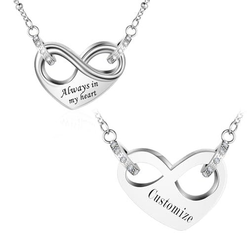 Dletay Infinity Cremation Urn Necklace for Ashes Heart Ash Necklace for Women Memorial Cremation Jewelry Ash Holder - color: Silver-Always in My Heart-Custom