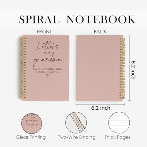 Grandma Memorial Gifts Grief Journal, Letters to My Grandma in Heaven 5.5"x8.3" 164Pages Lined Notebooks College Ruled for Loss of Grandma, In Loving Memory Sympathy Condolences Gifts - color: letters grandson