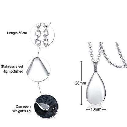 Jude Jewelers Stainless Steel Wate Drop Tear Shaped Memorial Keepsake Cremation Ash Urn Pendant Necklace - color: Silver