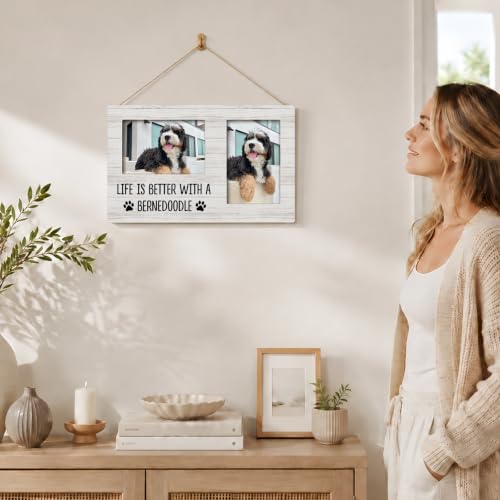 Bernedoodle Gifts Double Picture Frame 4x6, Dog Two Photo Frame - color: color-11