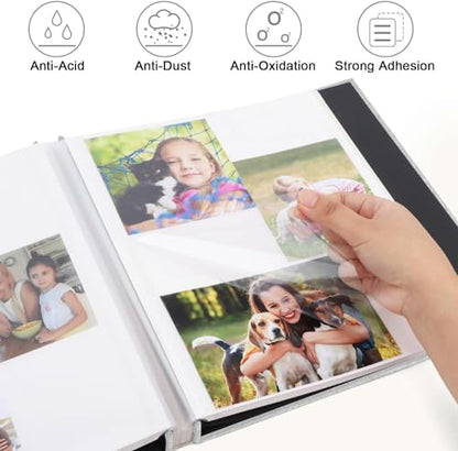 Zesthouse Photo Album Self Adhesive Pages, 60 Pages Magnetic Scrapbook Albums with Sticky Page, Photos Album Holds 8x10 & 5X7 & 4x6 & 6x8 & 3x5, Large Picture Book Ideal Gift for Family Wedding Baby - color: Green, size: 11"x10.6"/Black 60 Pages