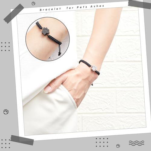 Misdary Cremation Urn Bracelet, Pet Memorial Keepsake - style: Black,White